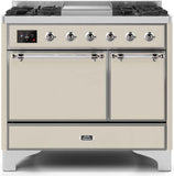 ILVE - 40" Magestic II Series Freestanding Dual Fuel Range - Double Oven - Griddle, Solid Door(s) - Warming Drawer - Liquid Propane ILVE - 40" Magestic II Series Freestanding Dual Fuel Range - Double Oven - Griddle, Solid Door(s) - Warming Drawer - Liquid Propane