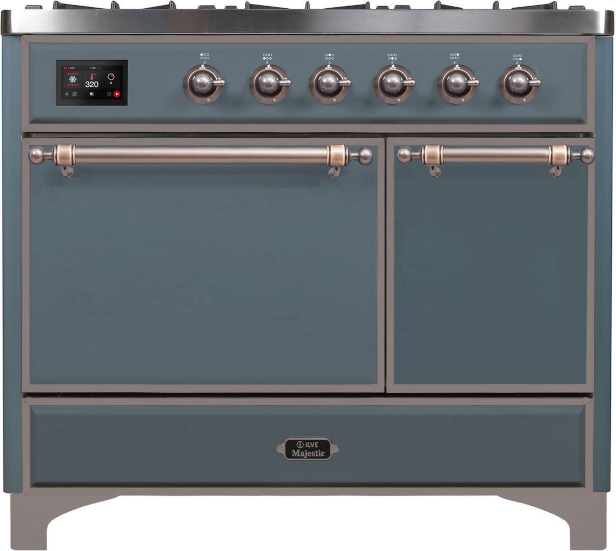 ILVE - 40" Magestic II Series Freestanding Dual Fuel Range - Double Oven - Griddle, Solid Door(s) - Warming Drawer - Liquid Propane ILVE - 40" Magestic II Series Freestanding Dual Fuel Range - Double Oven - Griddle, Solid Door(s) - Warming Drawer - Liquid Propane
