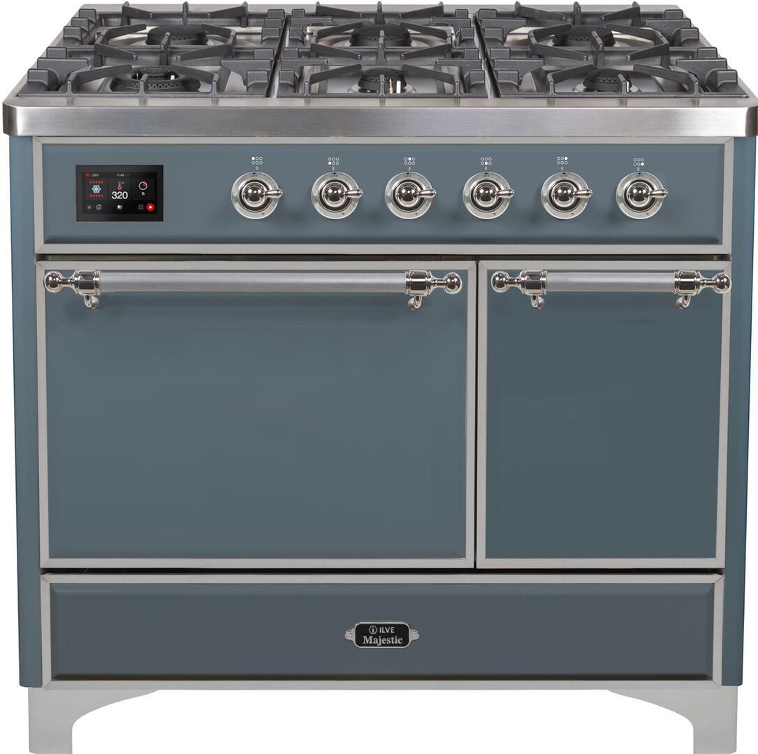ILVE - 40" Magestic II Series Freestanding Dual Fuel Range - Double Oven - Griddle, Solid Door(s) - Warming Drawer - Liquid Propane ILVE - 40" Magestic II Series Freestanding Dual Fuel Range - Double Oven - Griddle, Solid Door(s) - Warming Drawer - Liquid Propane