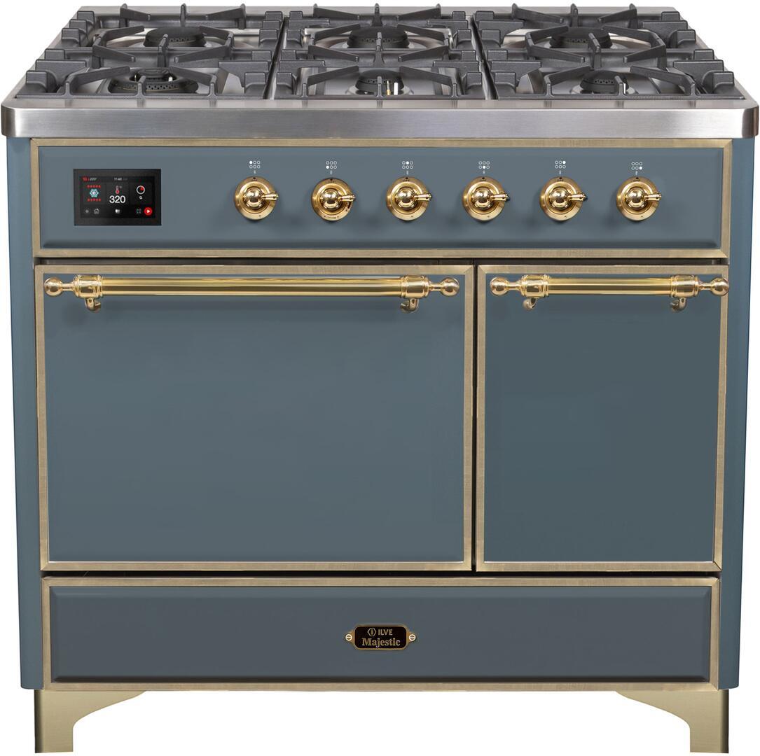 ILVE - 40" Magestic II Series Freestanding Dual Fuel Range - Double Oven - Griddle, Solid Door(s) - Warming Drawer - Liquid Propane ILVE - 40" Magestic II Series Freestanding Dual Fuel Range - Double Oven - Griddle, Solid Door(s) - Warming Drawer - Liquid Propane