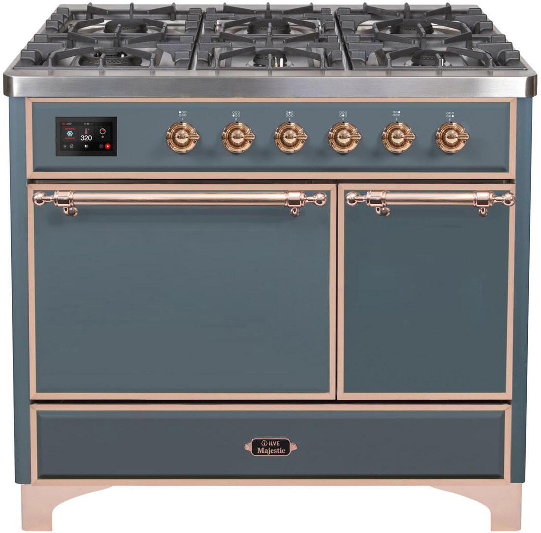 ILVE - 40" Magestic II Series Freestanding Dual Fuel Range - Double Oven - Griddle, Solid Door(s) - Warming Drawer - Liquid Propane ILVE - 40" Magestic II Series Freestanding Dual Fuel Range - Double Oven - Griddle, Solid Door(s) - Warming Drawer - Liquid Propane