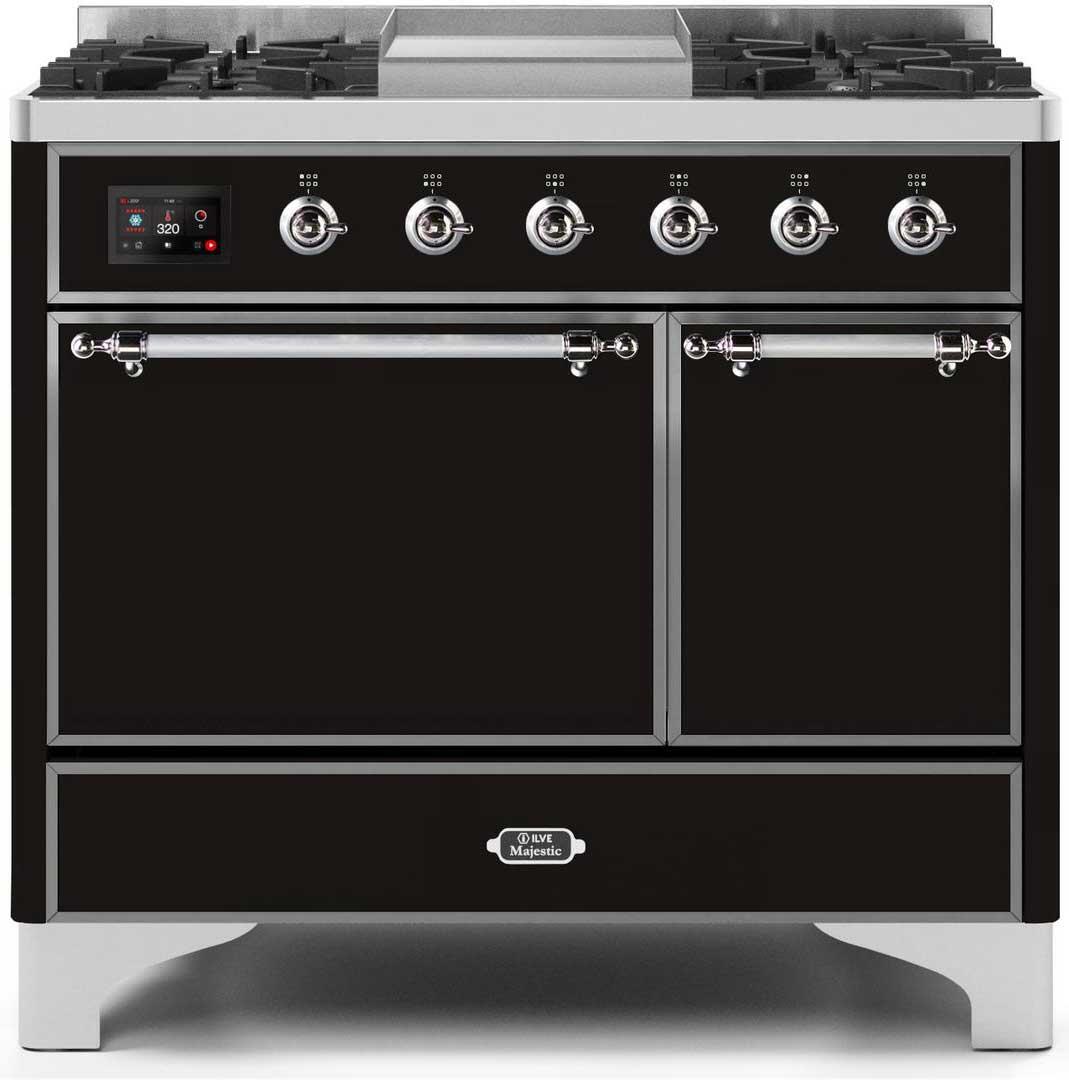 ILVE - 40" Magestic II Series Freestanding Dual Fuel Range - Double Oven - Griddle, Solid Door(s) - Warming Drawer - Liquid Propane ILVE - 40" Magestic II Series Freestanding Dual Fuel Range - Double Oven - Griddle, Solid Door(s) - Warming Drawer - Liquid Propane