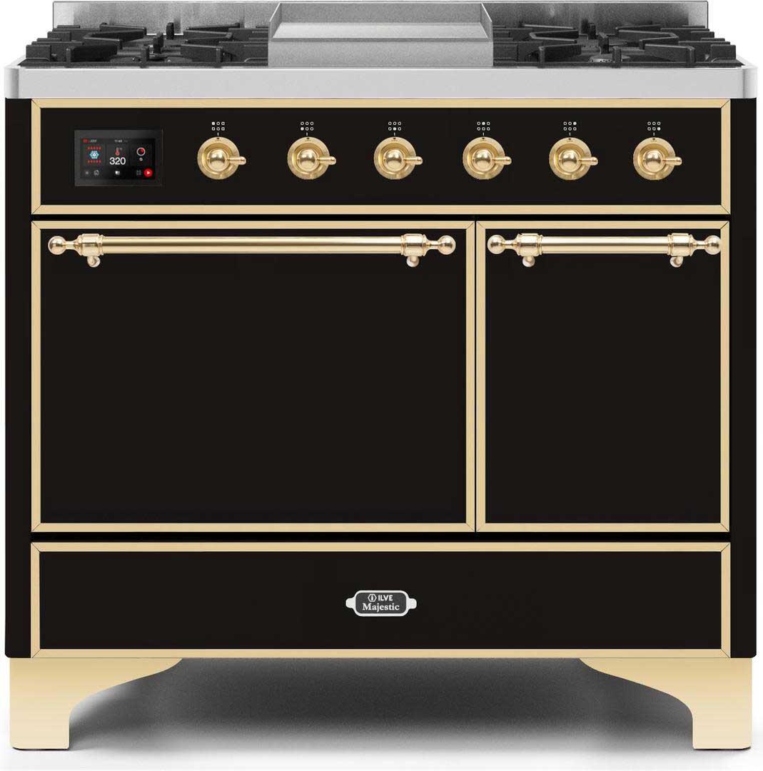 ILVE - 40" Magestic II Series Freestanding Dual Fuel Range - Double Oven - Griddle, Solid Door(s) - Warming Drawer - Liquid Propane ILVE - 40" Magestic II Series Freestanding Dual Fuel Range - Double Oven - Griddle, Solid Door(s) - Warming Drawer - Liquid Propane