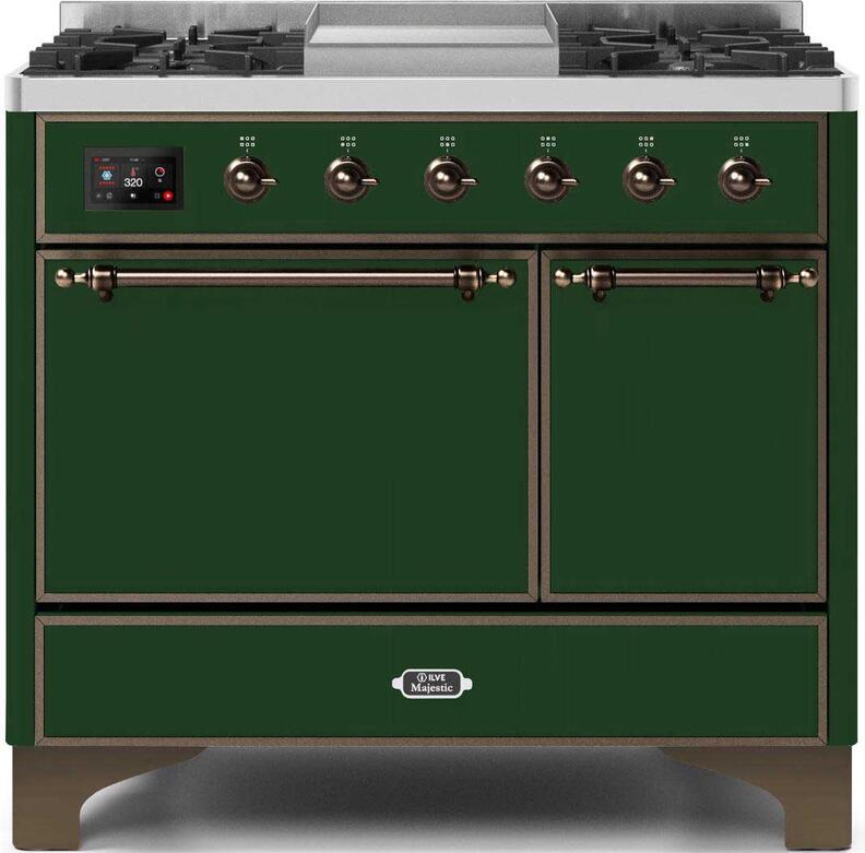 ILVE - 40" Magestic II Series Freestanding Dual Fuel Range - Double Oven - Griddle, Solid Door(s) - Warming Drawer - Liquid Propane ILVE - 40" Magestic II Series Freestanding Dual Fuel Range - Double Oven - Griddle, Solid Door(s) - Warming Drawer - Liquid Propane