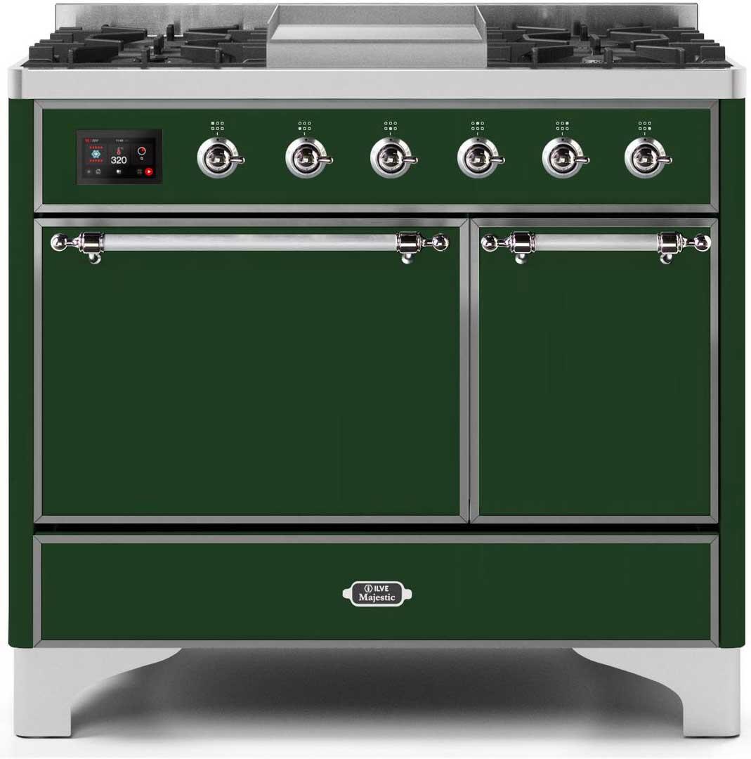 ILVE - 40" Magestic II Series Freestanding Dual Fuel Range - Double Oven - Griddle, Solid Door(s) - Warming Drawer - Liquid Propane ILVE - 40" Magestic II Series Freestanding Dual Fuel Range - Double Oven - Griddle, Solid Door(s) - Warming Drawer - Liquid Propane