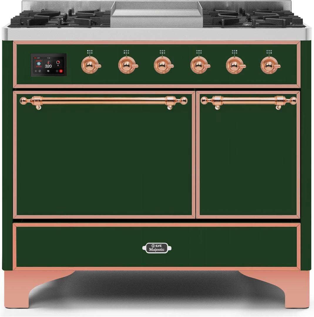 ILVE - 40" Magestic II Series Freestanding Dual Fuel Range - Double Oven - Griddle, Solid Door(s) - Warming Drawer - Liquid Propane ILVE - 40" Magestic II Series Freestanding Dual Fuel Range - Double Oven - Griddle, Solid Door(s) - Warming Drawer - Liquid Propane