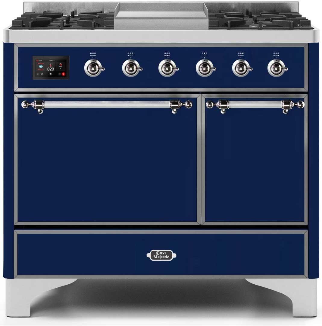 ILVE - 40" Magestic II Series Freestanding Dual Fuel Range - Double Oven - Griddle, Solid Door(s) - Warming Drawer - Liquid Propane ILVE - 40" Magestic II Series Freestanding Dual Fuel Range - Double Oven - Griddle, Solid Door(s) - Warming Drawer - Liquid Propane