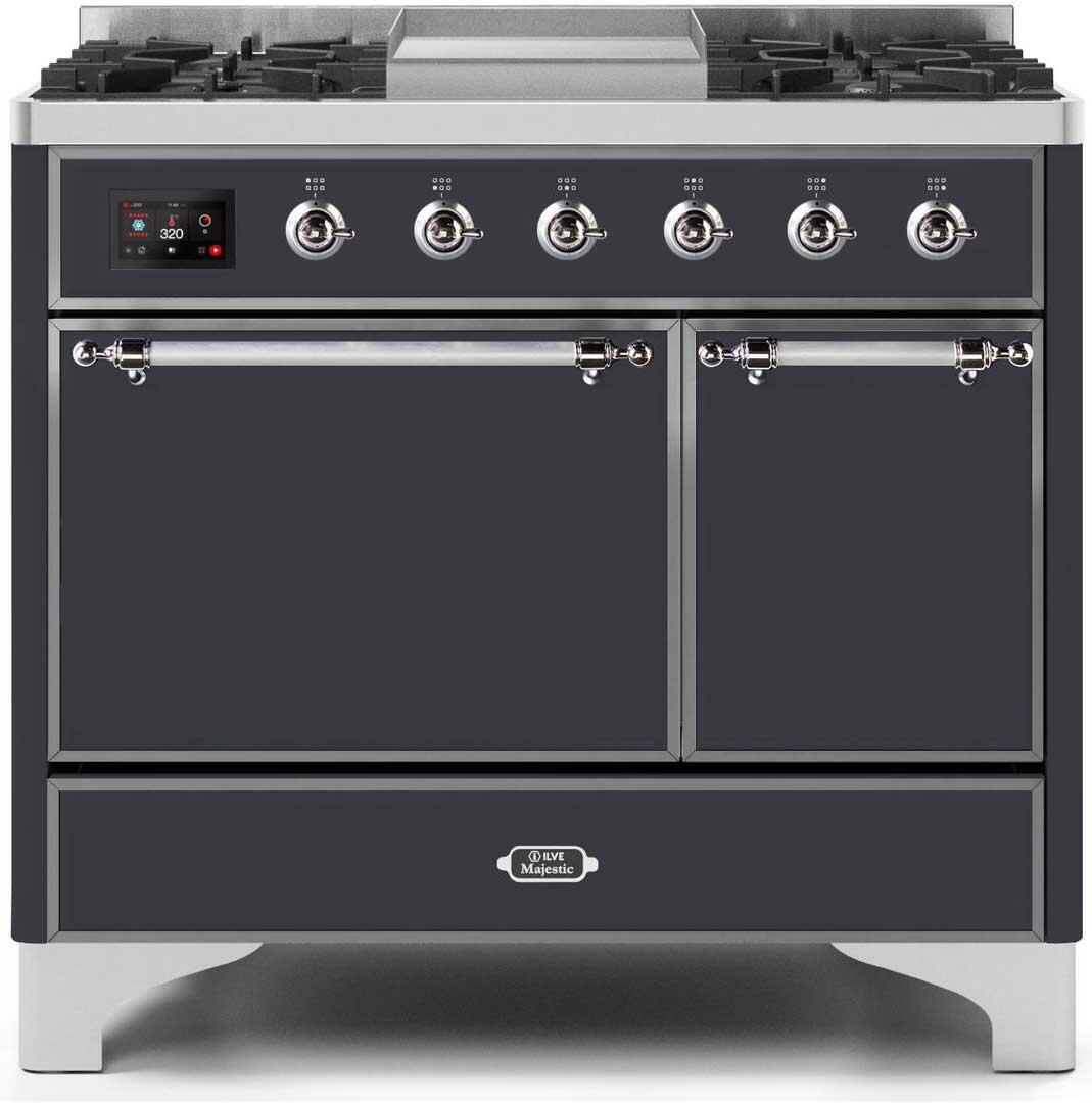 ILVE - 40" Magestic II Series Freestanding Dual Fuel Range - Double Oven - Griddle, Solid Door(s) - Warming Drawer - Liquid Propane ILVE - 40" Magestic II Series Freestanding Dual Fuel Range - Double Oven - Griddle, Solid Door(s) - Warming Drawer - Liquid Propane