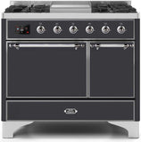 ILVE - 40" Magestic II Series Freestanding Dual Fuel Range - Double Oven - Griddle, Solid Door(s) - Warming Drawer - Liquid Propane ILVE - 40" Magestic II Series Freestanding Dual Fuel Range - Double Oven - Griddle, Solid Door(s) - Warming Drawer - Liquid Propane