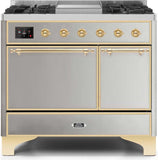 ILVE - 40" Magestic II Series Freestanding Dual Fuel Range - Double Oven - Griddle, Solid Door(s) - Warming Drawer - Liquid Propane ILVE - 40" Magestic II Series Freestanding Dual Fuel Range - Double Oven - Griddle, Solid Door(s) - Warming Drawer - Liquid Propane