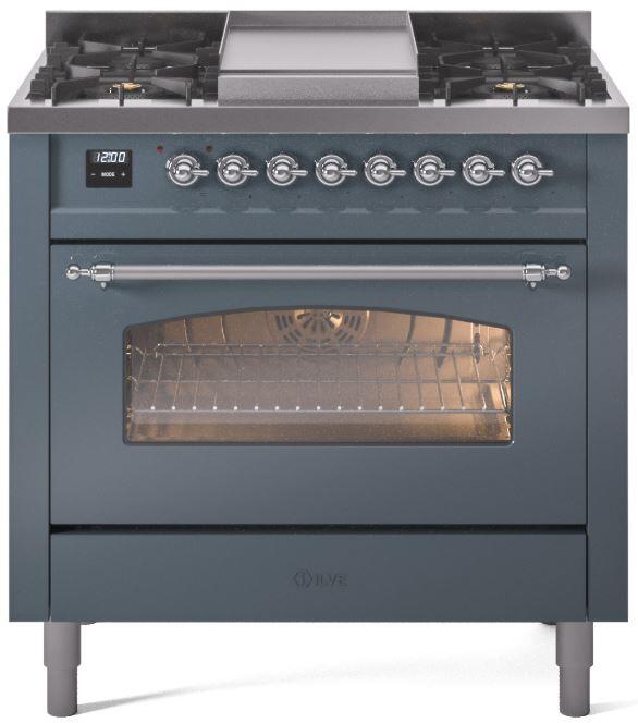 ILVE - 36" Nostalgie II Series Freestanding Dual Fuel Range - Griddle - Liquid Propane ILVE - 36" Nostalgie II Series Freestanding Dual Fuel Range - Griddle - Liquid Propane
