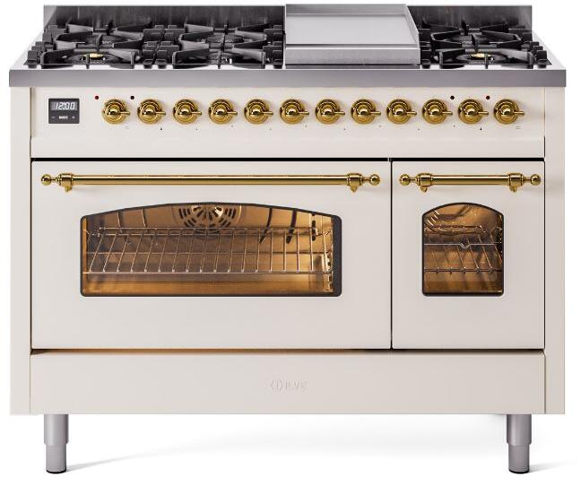 ILVE - 48" Nostalgie II Series Freestanding Dual Fuel Range - Double Oven - Griddle - Liquid Propane ILVE - 48" Nostalgie II Series Freestanding Dual Fuel Range - Double Oven - Griddle - Liquid Propane