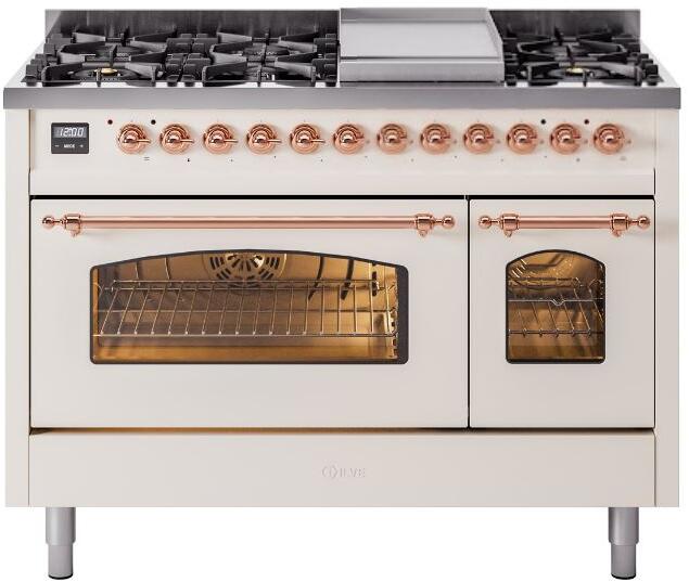 ILVE - 48" Nostalgie II Series Freestanding Dual Fuel Range - Double Oven - Griddle - Liquid Propane ILVE - 48" Nostalgie II Series Freestanding Dual Fuel Range - Double Oven - Griddle - Liquid Propane