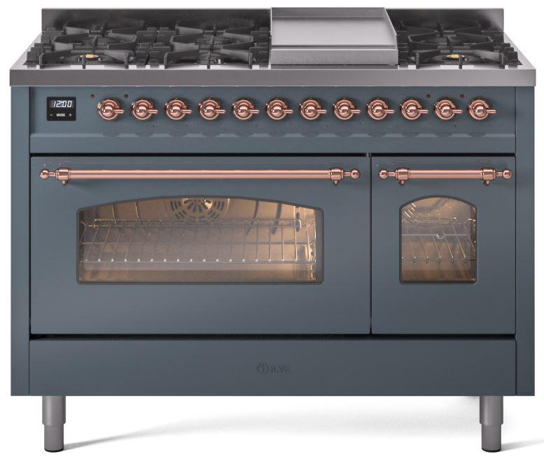 ILVE - 48" Nostalgie II Series Freestanding Dual Fuel Range - Double Oven - Griddle - Liquid Propane ILVE - 48" Nostalgie II Series Freestanding Dual Fuel Range - Double Oven - Griddle - Liquid Propane