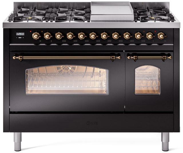 ILVE - 48" Nostalgie II Series Freestanding Dual Fuel Range - Double Oven - Griddle - Liquid Propane ILVE - 48" Nostalgie II Series Freestanding Dual Fuel Range - Double Oven - Griddle - Liquid Propane