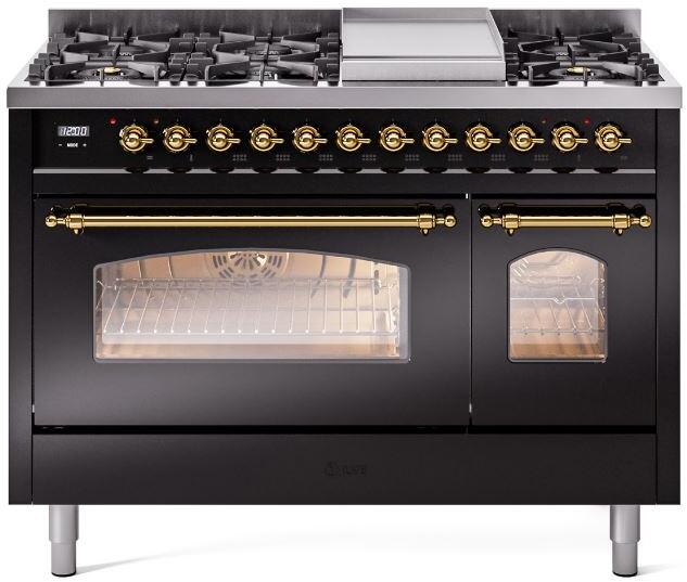 ILVE - 48" Nostalgie II Series Freestanding Dual Fuel Range - Double Oven - Griddle - Liquid Propane ILVE - 48" Nostalgie II Series Freestanding Dual Fuel Range - Double Oven - Griddle - Liquid Propane