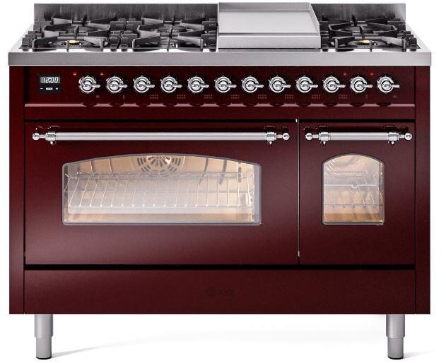 ILVE - 48" Nostalgie II Series Freestanding Dual Fuel Range - Double Oven - Griddle - Liquid Propane ILVE - 48" Nostalgie II Series Freestanding Dual Fuel Range - Double Oven - Griddle - Liquid Propane