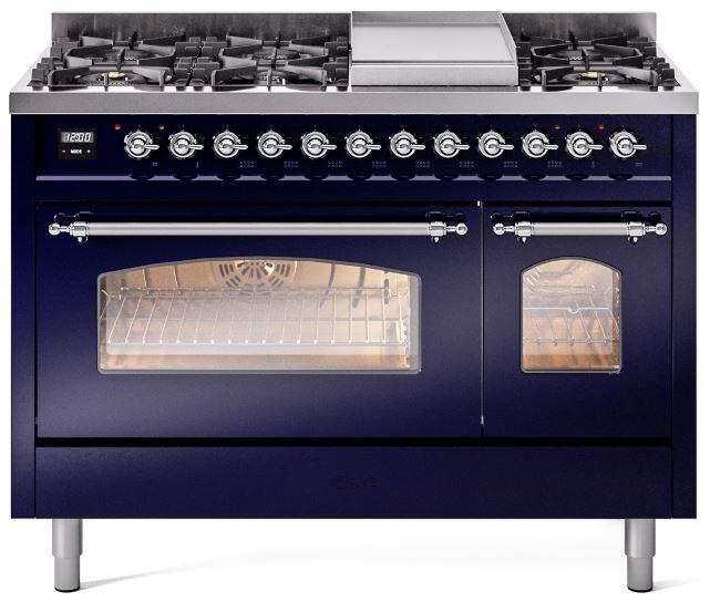 ILVE - 48" Nostalgie II Series Freestanding Dual Fuel Range - Double Oven - Griddle - Liquid Propane ILVE - 48" Nostalgie II Series Freestanding Dual Fuel Range - Double Oven - Griddle - Liquid Propane