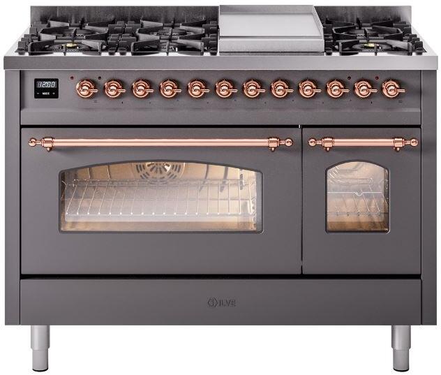 ILVE - 48" Nostalgie II Series Freestanding Dual Fuel Range - Double Oven - Griddle - Liquid Propane ILVE - 48" Nostalgie II Series Freestanding Dual Fuel Range - Double Oven - Griddle - Liquid Propane