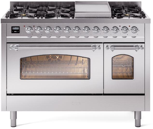 ILVE - 48" Nostalgie II Series Freestanding Dual Fuel Range - Double Oven - Griddle - Liquid Propane ILVE - 48" Nostalgie II Series Freestanding Dual Fuel Range - Double Oven - Griddle - Liquid Propane