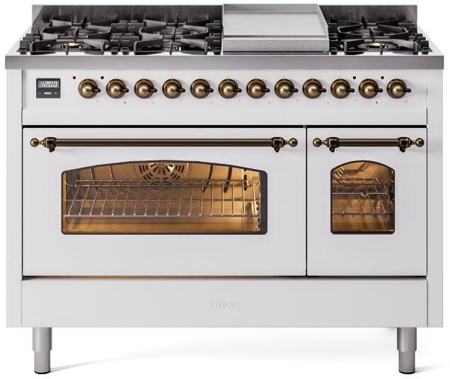 ILVE - 48" Nostalgie II Series Freestanding Dual Fuel Range - Double Oven - Griddle - Liquid Propane ILVE - 48" Nostalgie II Series Freestanding Dual Fuel Range - Double Oven - Griddle - Liquid Propane