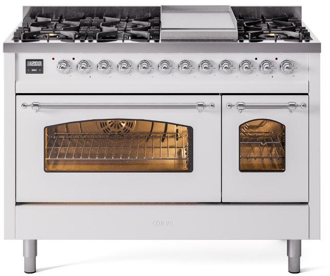 ILVE - 48" Nostalgie II Series Freestanding Dual Fuel Range - Double Oven - Griddle - Liquid Propane ILVE - 48" Nostalgie II Series Freestanding Dual Fuel Range - Double Oven - Griddle - Liquid Propane