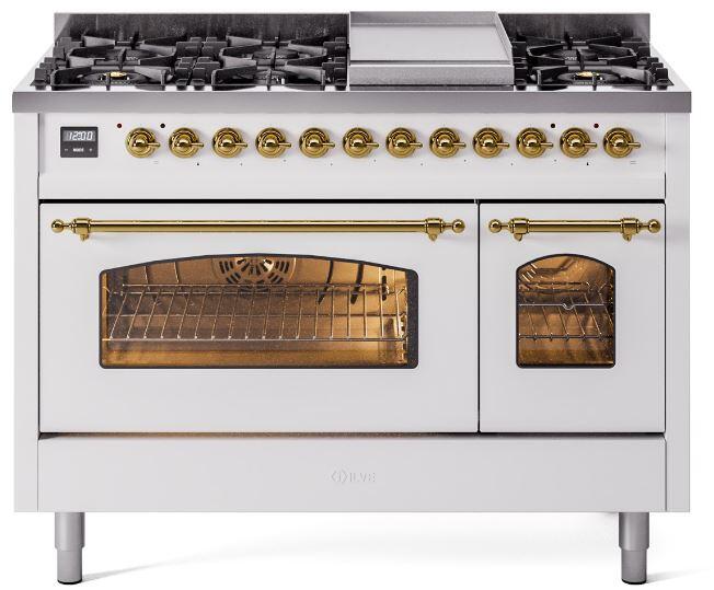 ILVE - 48" Nostalgie II Series Freestanding Dual Fuel Range - Double Oven - Griddle - Liquid Propane ILVE - 48" Nostalgie II Series Freestanding Dual Fuel Range - Double Oven - Griddle - Liquid Propane