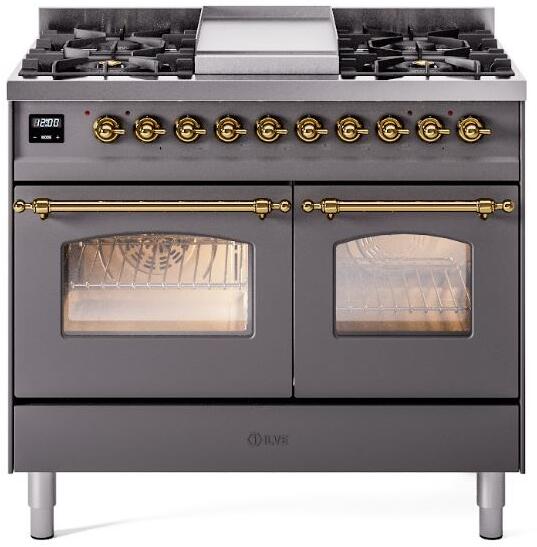 ILVE - 40" Nostalgie II Series Freestanding Dual Fuel Range - Double Oven - Griddle - Liquid Propane ILVE - 40" Nostalgie II Series Freestanding Dual Fuel Range - Double Oven - Griddle - Liquid Propane
