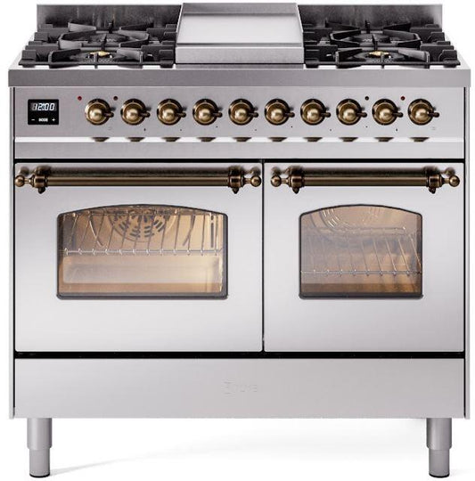 ILVE - 40" Nostalgie II Series Freestanding Dual Fuel Range - Double Oven - Griddle - Liquid Propane