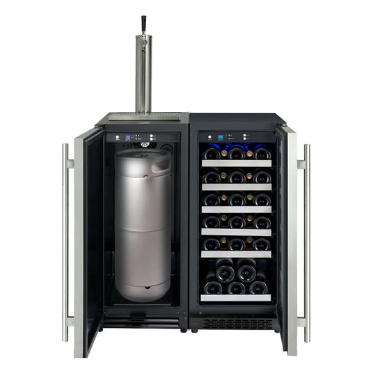 Allavino - 30" Side-by-Side Single Tap Kegerator and Single Zone Wine Refrigerator - BF VS15-1WK-L