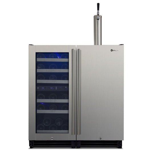 Allavino - 30" Wide Side-by-Side Dual Zone Wine Refrigerator and Single Tap Kegerator - BF VS15-2WK