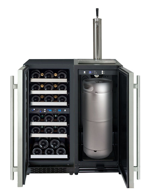 Allavino - 30" Wide Side-by-Side Dual Zone Wine Refrigerator and Single Tap Kegerator - BF VS15-2WK