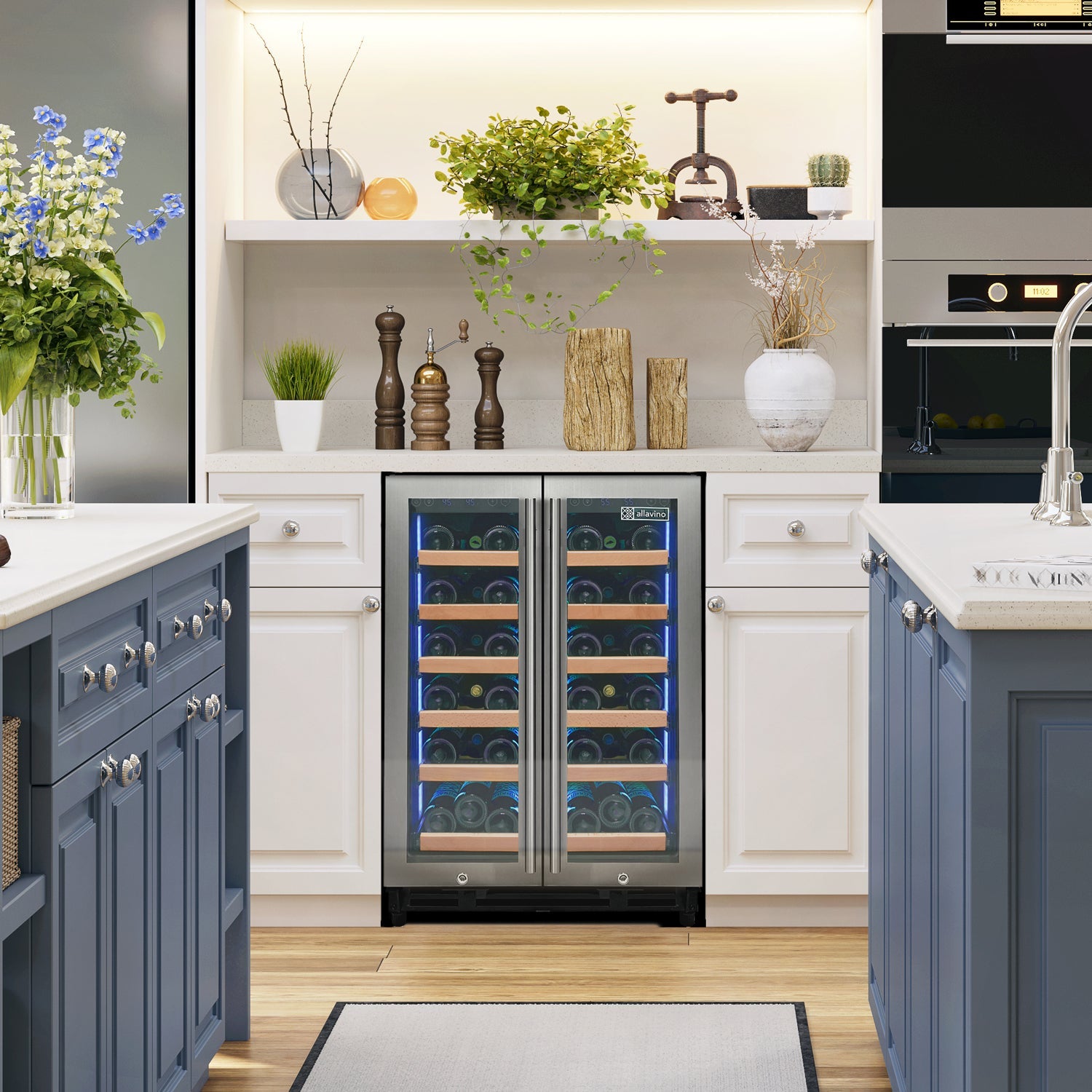 Allavino - Reserva Series 36 Bottle Dual Zone Wine Refrigerator with Stainless Steel French Doors - AO VSW3634FD-2S Allavino - Reserva Series 36 Bottle Dual Zone Wine Refrigerator with Stainless Steel French Doors - AO VSW3634FD-2S