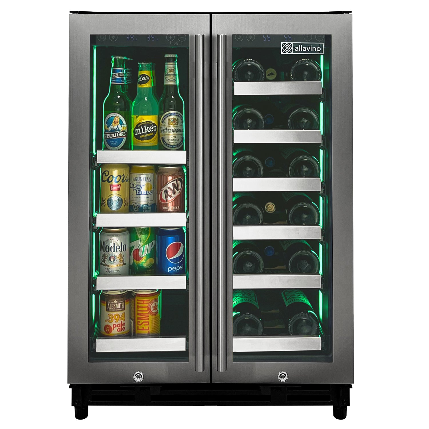 Allavino - Reserva Series 24" Wide Two Door Stainless Steel Wine Refrigerator/Beverage Center - VSBCW34FD-2S Allavino - Reserva Series 24" Wide Two Door Stainless Steel Wine Refrigerator/Beverage Center - VSBCW34FD-2S