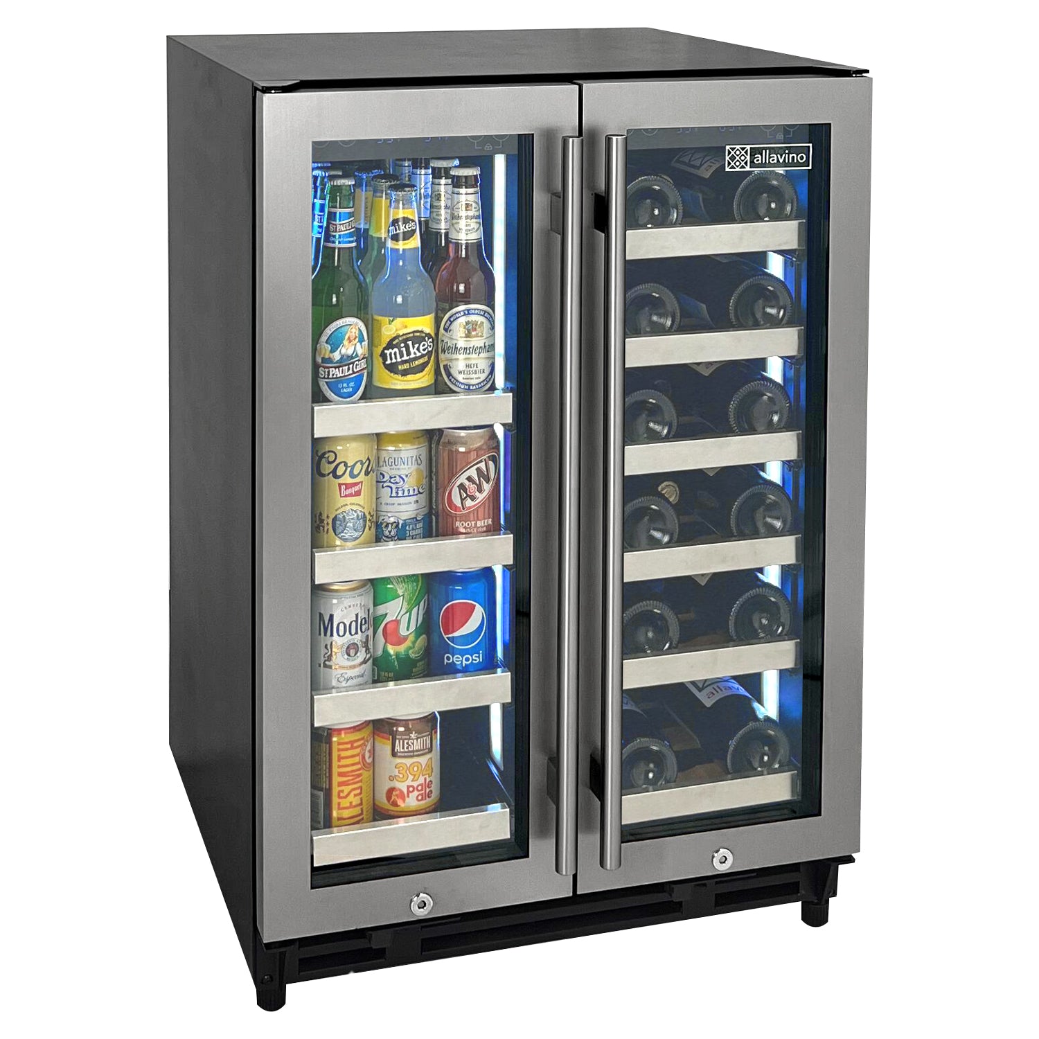 Allavino - Reserva Series 24" Wide Two Door Stainless Steel Wine Refrigerator/Beverage Center - VSBCW34FD-2S Allavino - Reserva Series 24" Wide Two Door Stainless Steel Wine Refrigerator/Beverage Center - VSBCW34FD-2S