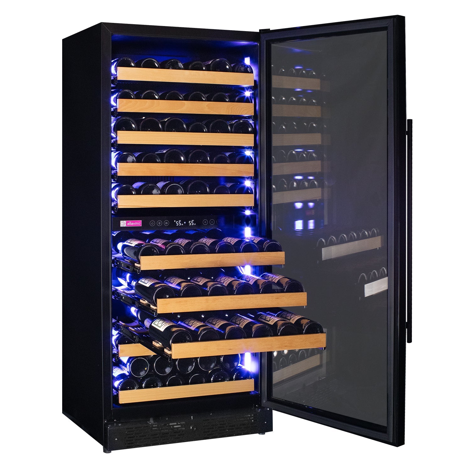 Allavino - Reserva Series 119 Bottle 55" Tall Single Zone Black Glass Wine Refrigerator Allavino - Reserva Series 119 Bottle 55" Tall Single Zone Black Glass Wine Refrigerator