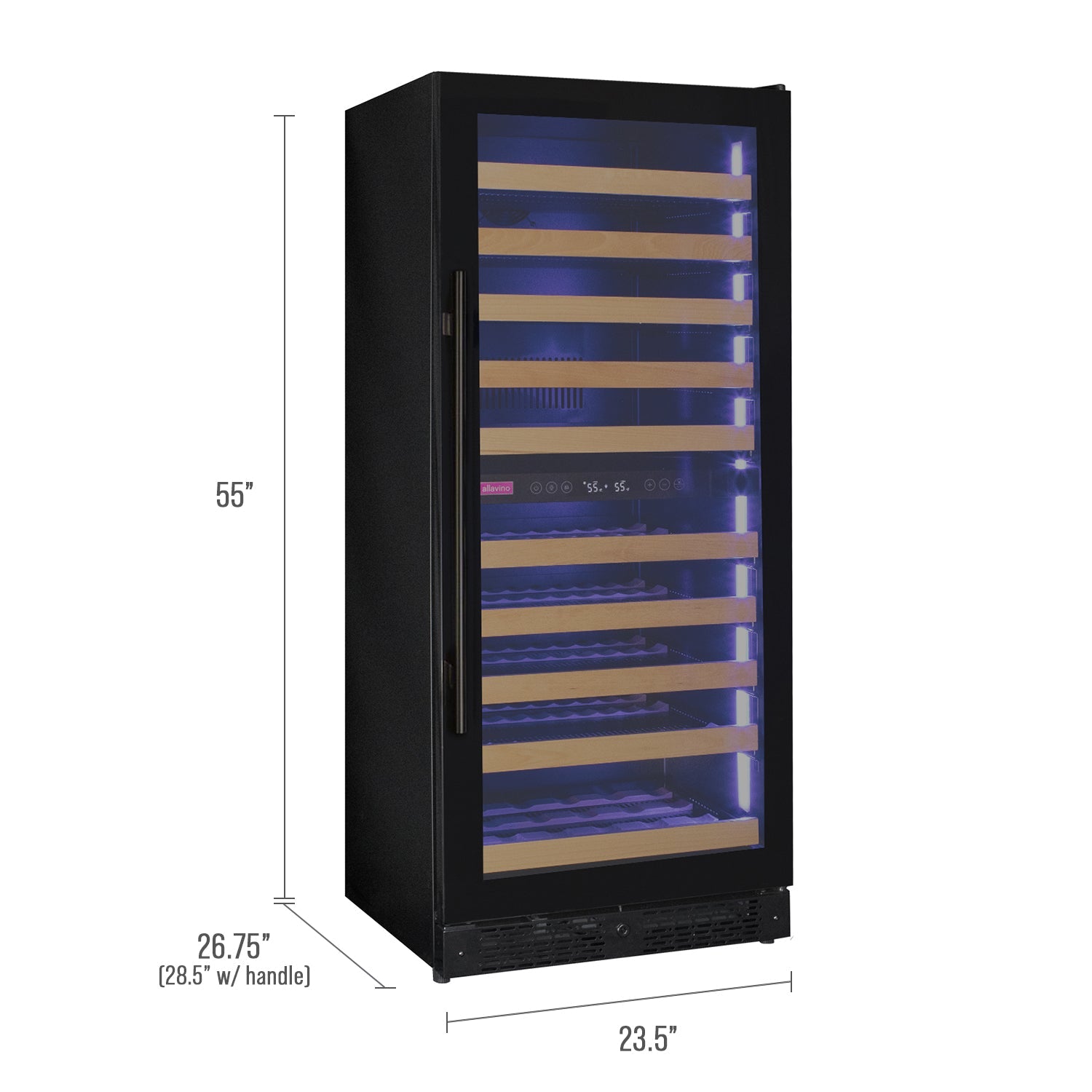 Allavino - Reserva Series 119 Bottle 55" Tall Dual Zone Black Glass Wine Refrigerator Allavino - Reserva Series 119 Bottle 55" Tall Dual Zone Black Glass Wine Refrigerator