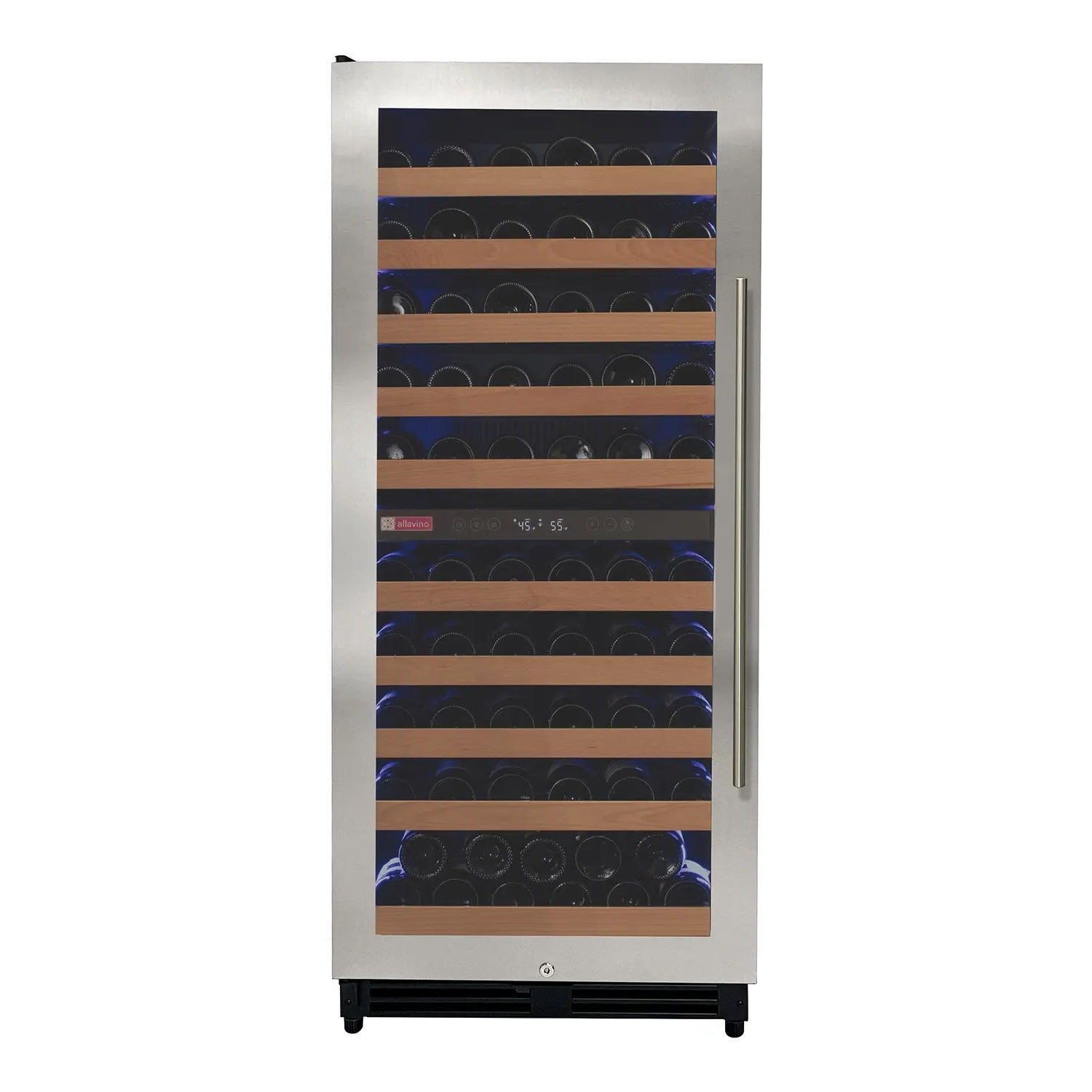 Allavino - Reserva Series 119 Bottle 55" Tall Dual Zone Stainless Steel Wine Refrigerator - AO VSW11955D-2SL Allavino - Reserva Series 119 Bottle 55" Tall Dual Zone Stainless Steel Wine Refrigerator - AO VSW11955D-2SL