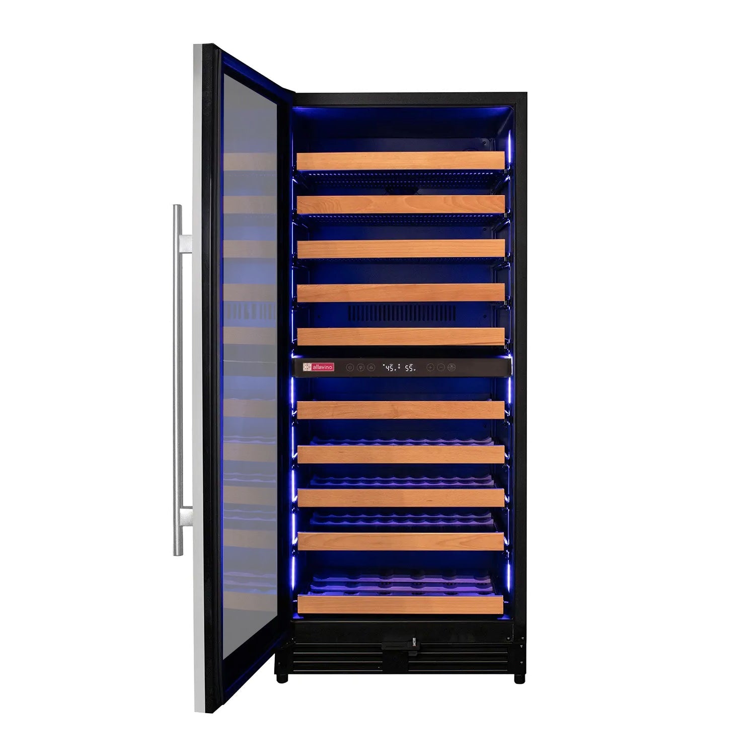 Allavino - Reserva Series 119 Bottle 55" Tall Dual Zone Stainless Steel Wine Refrigerator - AO VSW11955D-2SL Allavino - Reserva Series 119 Bottle 55" Tall Dual Zone Stainless Steel Wine Refrigerator - AO VSW11955D-2SL