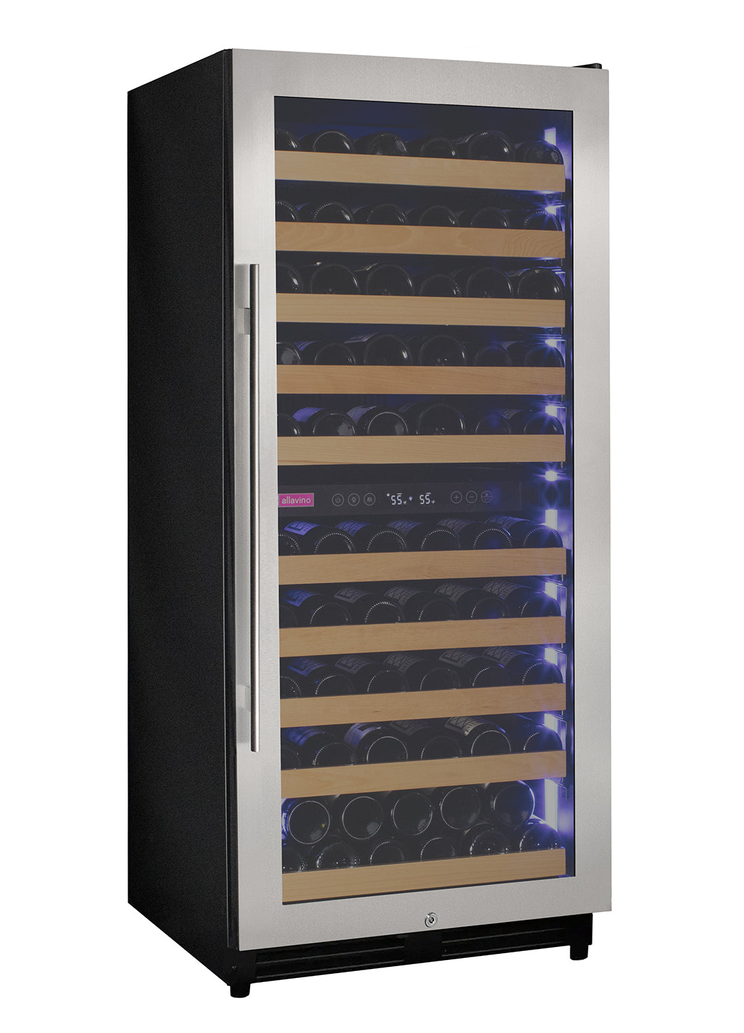 Allavino - Reserva Series 119 Bottle 55" Tall Dual Zone Stainless Steel Wine Refrigerator - AO VSW11955D-2SL Allavino - Reserva Series 119 Bottle 55" Tall Dual Zone Stainless Steel Wine Refrigerator - AO VSW11955D-2SL