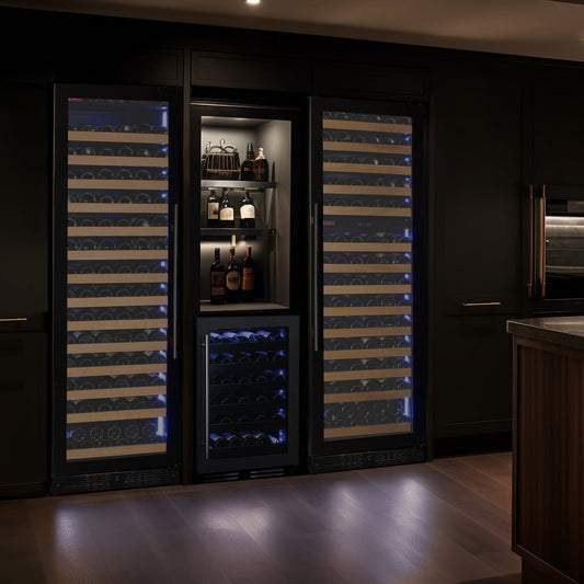 Allavino - Reserva Series 154 Bottle 71" Tall Dual Zone Black Glass Door Wine Refrigerator