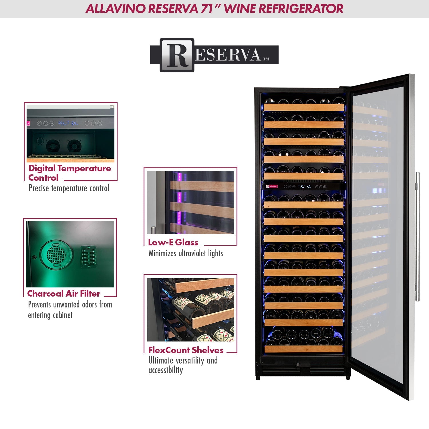 Allavino - Reserva Series 154 Bottle 71" Tall Dual Zone Stainless Steel Wine Refrigerator Allavino - Reserva Series 154 Bottle 71" Tall Dual Zone Stainless Steel Wine Refrigerator