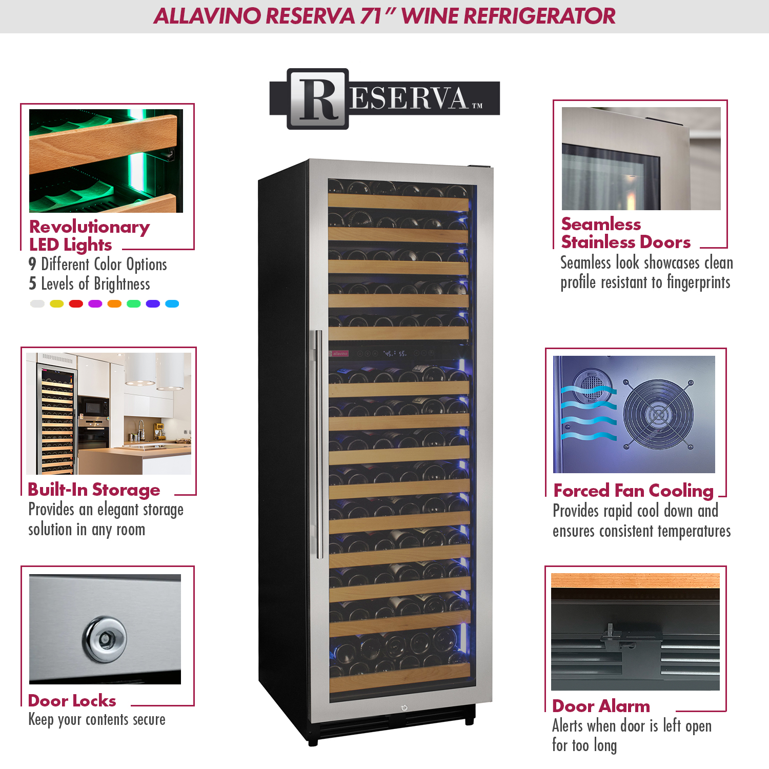 Allavino - Reserva Series 154 Bottle 71" Tall Dual Zone Stainless Steel Wine Refrigerator Allavino - Reserva Series 154 Bottle 71" Tall Dual Zone Stainless Steel Wine Refrigerator