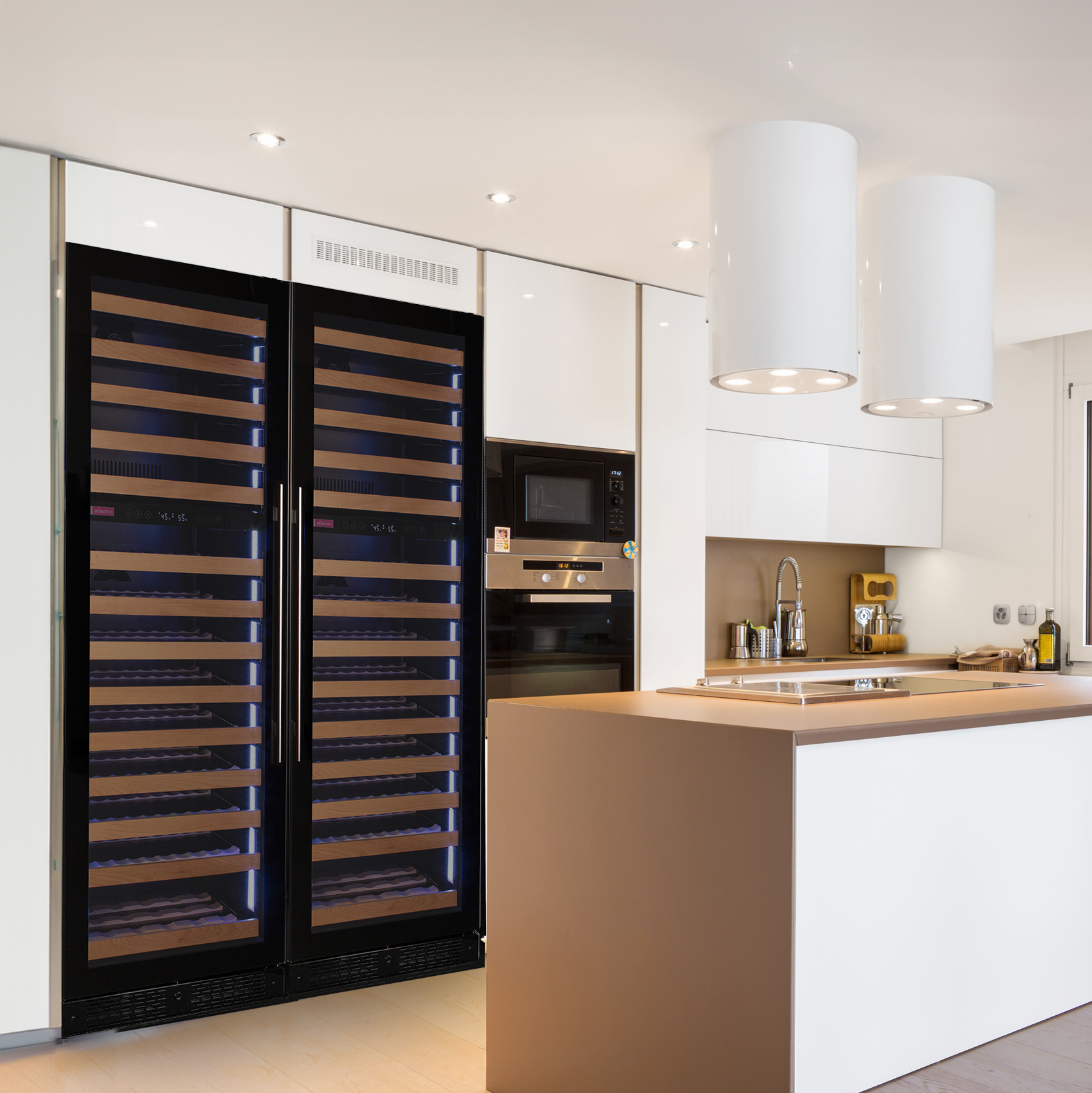 Allavino - Reserva Series 308 Bottle 71" Tall Four Zone Black Glass Side-by-Side Wine Refrigerator - BF 2X-VSW15471D-2BG Allavino - Reserva Series 308 Bottle 71" Tall Four Zone Black Glass Side-by-Side Wine Refrigerator - BF 2X-VSW15471D-2BG