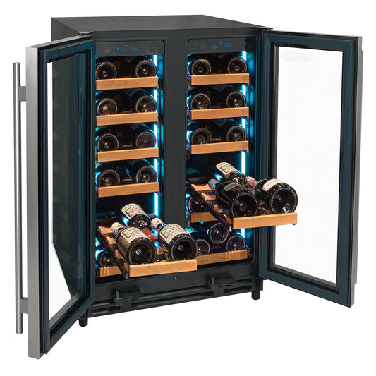 Allavino - Reserva Series 36 Bottle Dual Zone Wine Refrigerator with Stainless Steel French Doors - AO VSW3634FD-2S