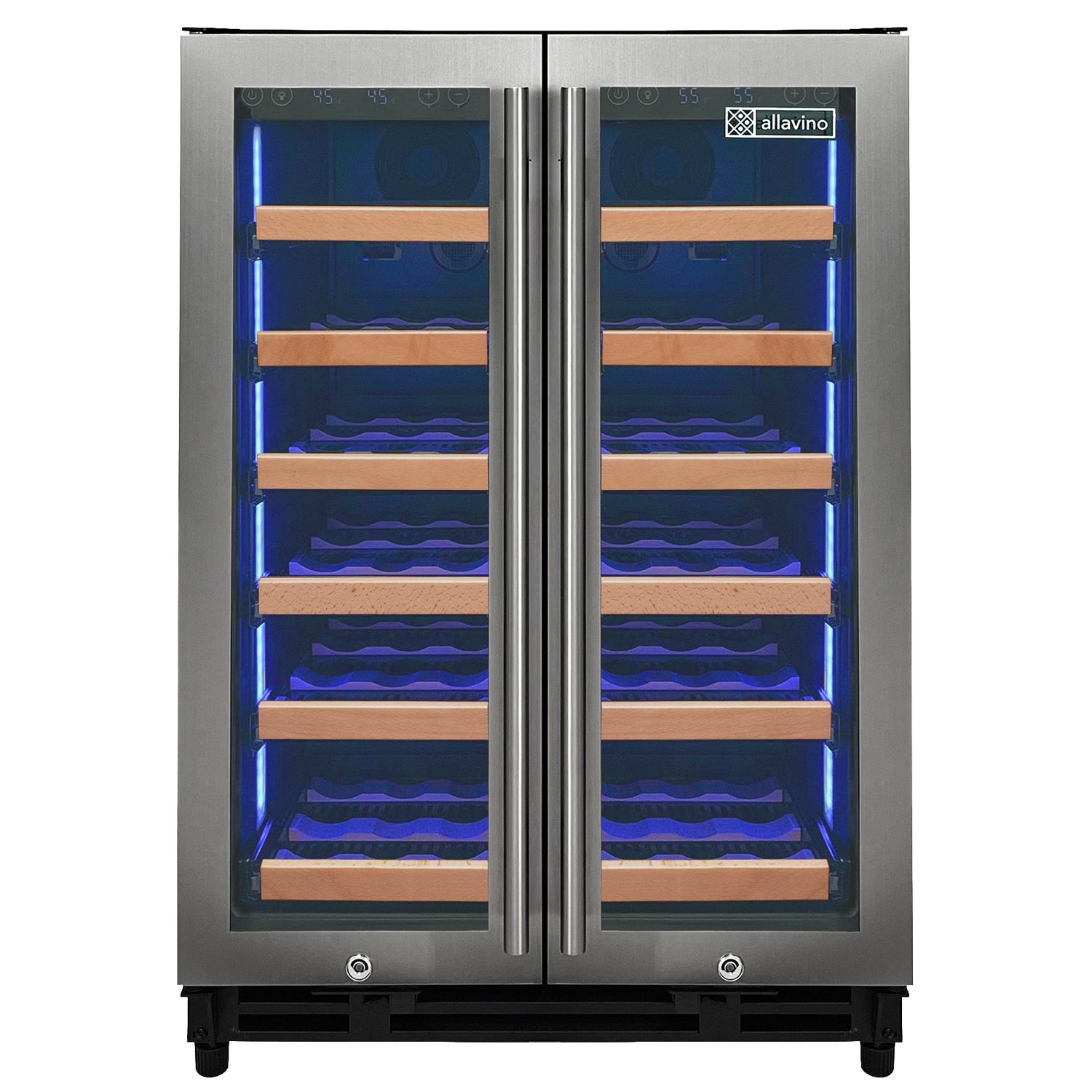 Allavino - Reserva Series 36 Bottle Dual Zone Wine Refrigerator with Stainless Steel French Doors - AO VSW3634FD-2S Allavino - Reserva Series 36 Bottle Dual Zone Wine Refrigerator with Stainless Steel French Doors - AO VSW3634FD-2S