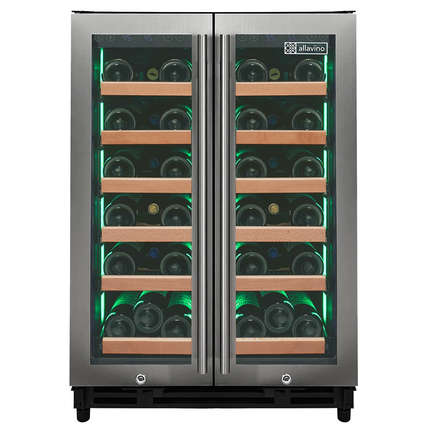 Allavino - Reserva Series 36 Bottle Dual Zone Wine Refrigerator with Stainless Steel French Doors - AO VSW3634FD-2S Allavino - Reserva Series 36 Bottle Dual Zone Wine Refrigerator with Stainless Steel French Doors - AO VSW3634FD-2S