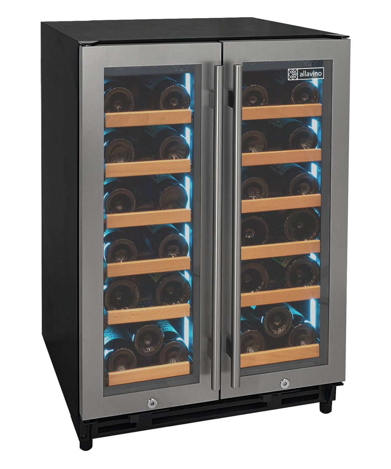 Allavino - Reserva Series 36 Bottle Dual Zone Wine Refrigerator with Stainless Steel French Doors - AO VSW3634FD-2S Allavino - Reserva Series 36 Bottle Dual Zone Wine Refrigerator with Stainless Steel French Doors - AO VSW3634FD-2S