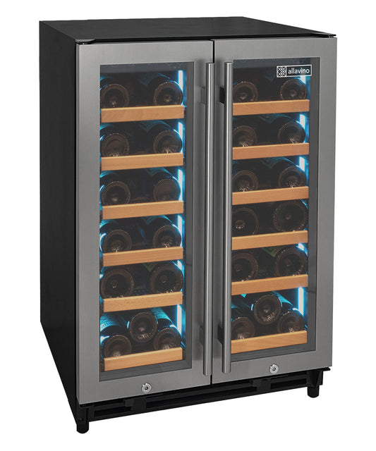 Allavino - Reserva Series 36 Bottle Dual Zone Wine Refrigerator with Stainless Steel French Doors - AO VSW3634FD-2S