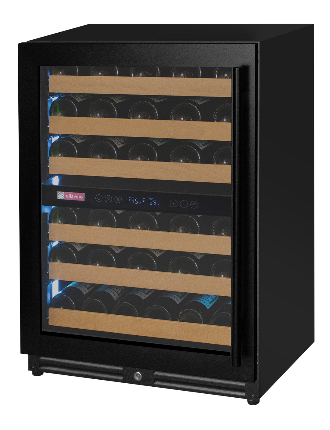 Allavino - Reserva Series - 56 Bottle Dual Zone Built-in Luxury Wine Refrigerator with Black Door Allavino - Reserva Series - 56 Bottle Dual Zone Built-in Luxury Wine Refrigerator with Black Door